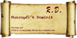 Rusznyák Dominik névjegykártya